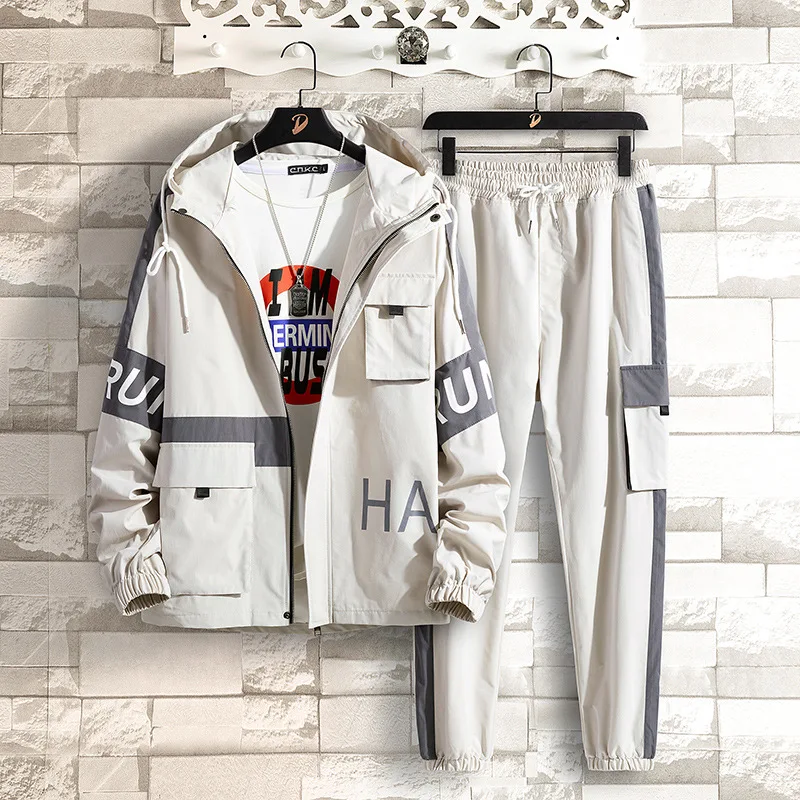

Men's leisure suit 2022 spring new long sleeve hooded jacket sports pants two piece set fashion men's fashion trend