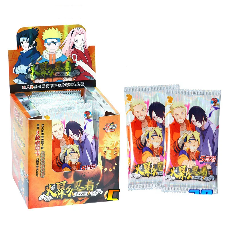 Original Naruto Anime Figures Cards Nezuko Sasuke Collection Barrage Bronzing Flash Toys Gifts for Children |
