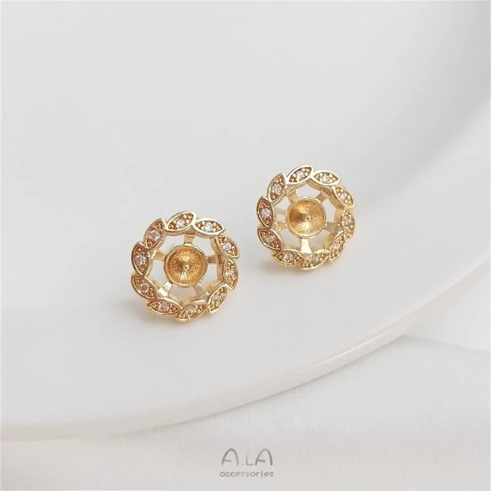 14-каратное золотого цвета циркониевые кружева круглые квадратные