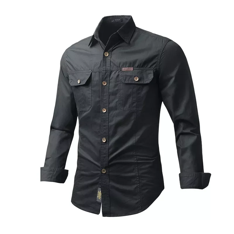 

Long Sleeve Business Social Shirt Solid Color Turn-neck Plus Size Work Blouse Brand Male Clothes Fashion Blouse Shirt