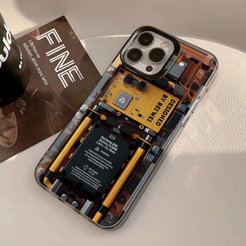 Чехол для телефона с креативным рисунком печатной платы для iPhone 17, 16, 15, 14, 11, 12, 13 Pro Max, чехол для iPhone 11, 16 pro, цветной серебристый, твердый чехол (art.: 3920ceccde598) - 3920ceccde598