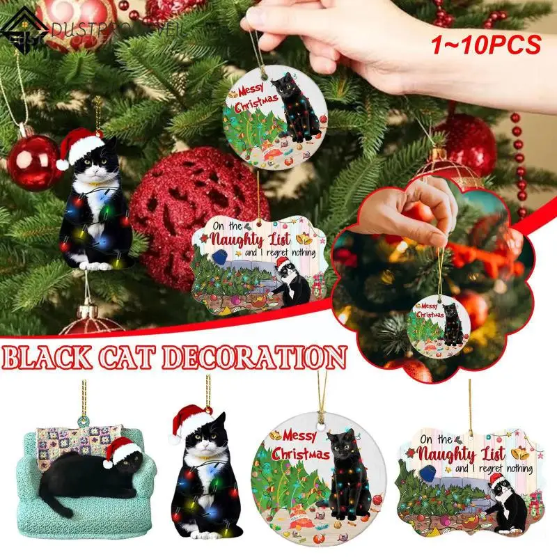 1 ~ 10 шт. подвеска в виде черной кошки на Рождество 2023 украшение для рождественской