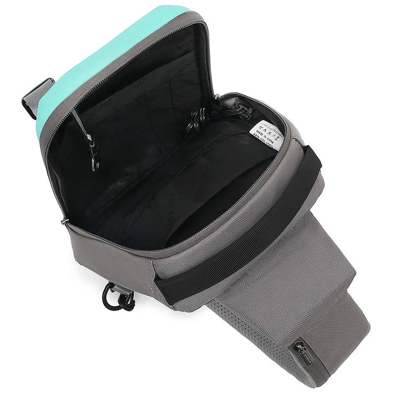 Men's Mobile Phone Passport Document Chest Bags New Messenger Pack Outdoor Shoulder Bag With USB Charger Waterproof Polyester