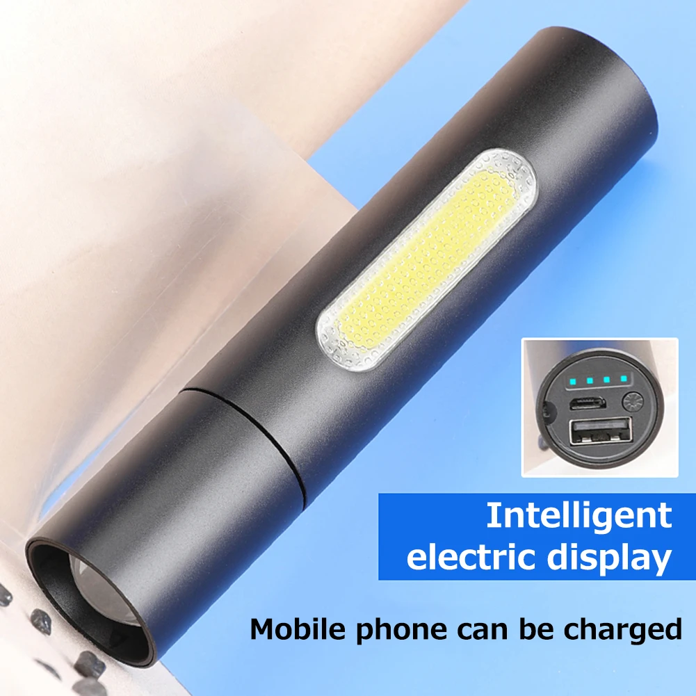 

Strong LED Flashlight Aluminum Alloy Mini Portable Pen Light Pocket Torch USB Rechargeable Side Lamp Outdoor Flash Lights