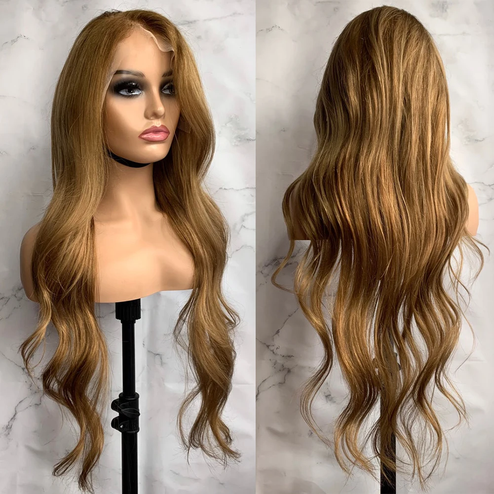 

Ginger Auburn Colored Full Lace Human Hair Wigs for Women 28" Long Wavy Lace Front Wig 13x6 PrePlucked Hariline 130/150/180