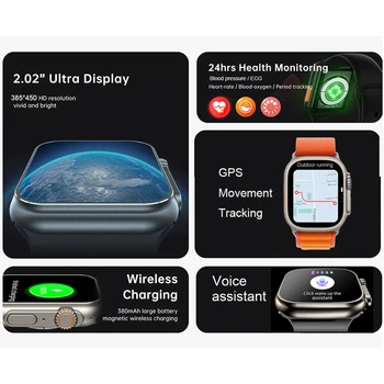 Like Apple watch ultra Series 8 Sports Smartwatch Smart Watch Ultra NFC Bluetooth Call Sports watches Wireless Charging 6