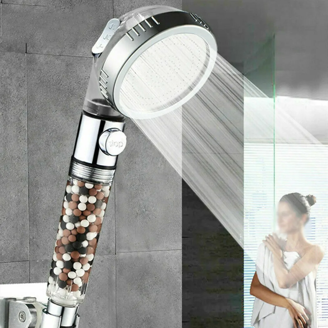 

ABS Plastic Shower Head Handheld Pure Eco SPA Water Saving Spray Filter With 3 Modes Switch Adjustable Pressure Shower Nozzle