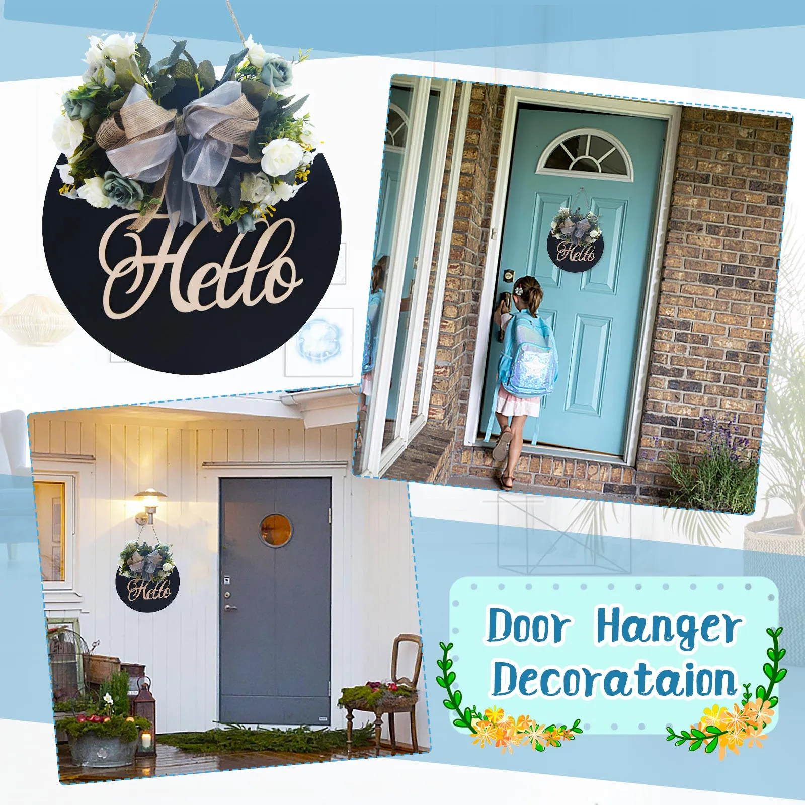 

Sign Welcome Listing Creative Wooden Pendant Indoor Round Sign Door Hanging Home Decor