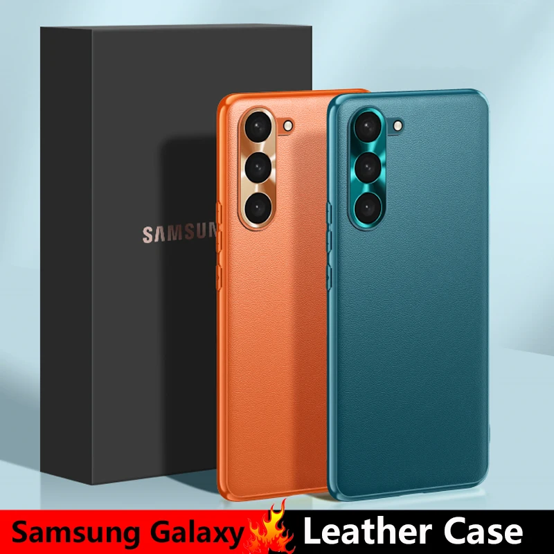 

Роскошный кожаный чехол для Samsung S23 Ultra Plus 5G ультратонкий противоударный металлический защитный чехол для Galaxy S23 Ultra