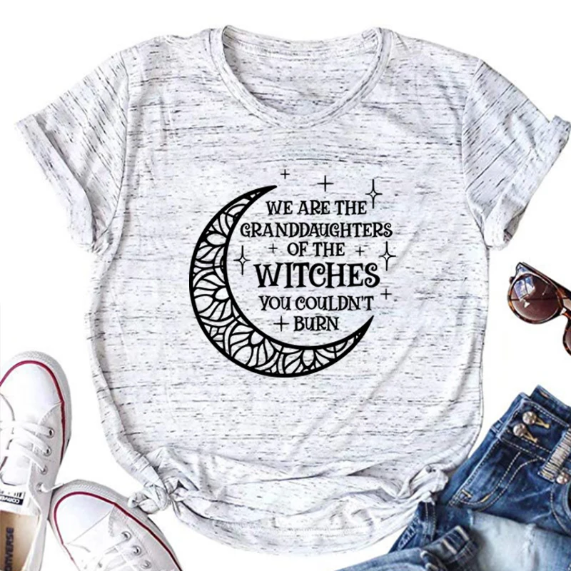 

We Are The Granddaughters of The Witches You Could Not Burn Shirt Witch Tshirt Women Mystic Kawaii Clothes Halloween Shirts