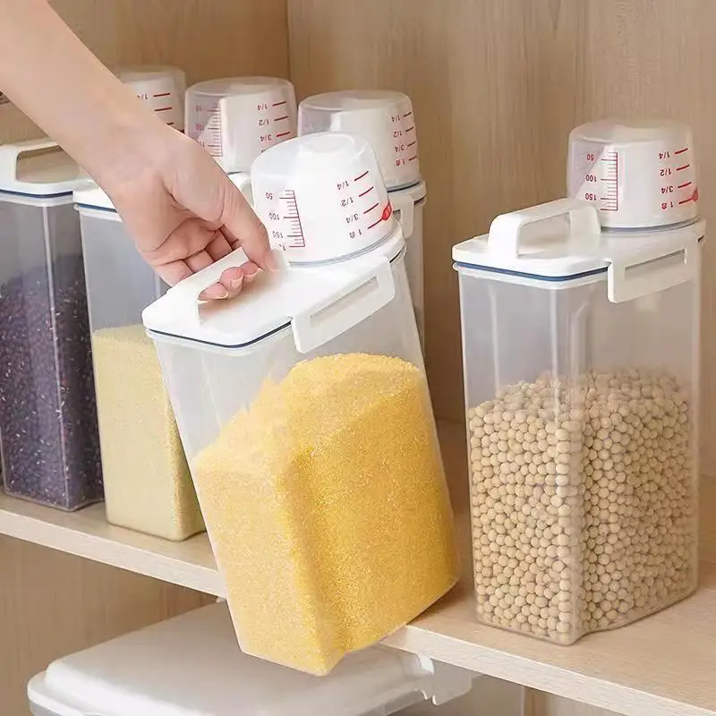 

Kitchen Storage Organizer Home Sealed Rice Storage Box Wall Mounted Cereal Grain Container Dry Food Dispenser Grain Storage Jar