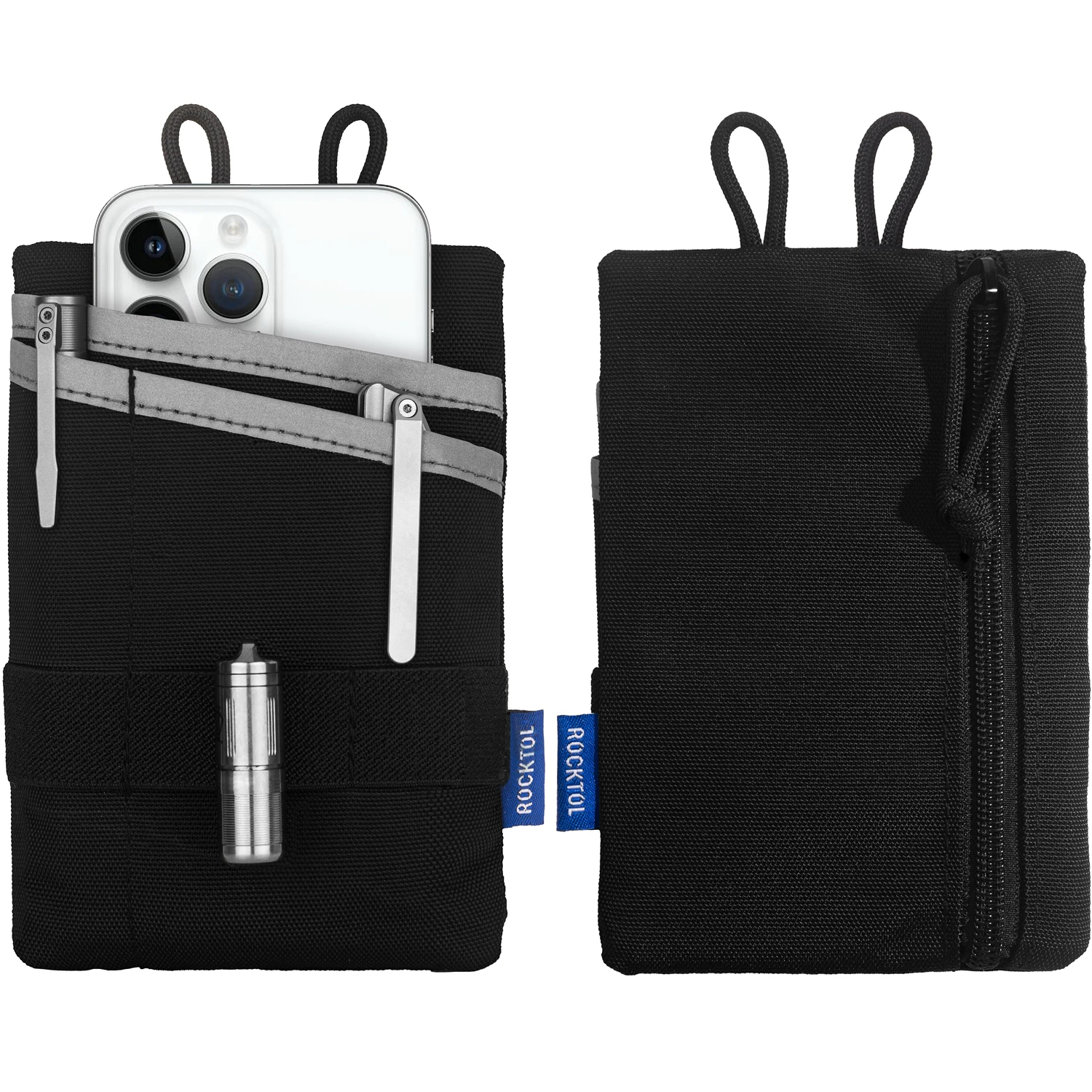 

ROCKTOL Tool Pouch, EDC Pocket Organizer 900D Heavy-Duty Nylon Tool Belt Pouch for Cellphone, Multitool, Pocket Knife, EDC Tools