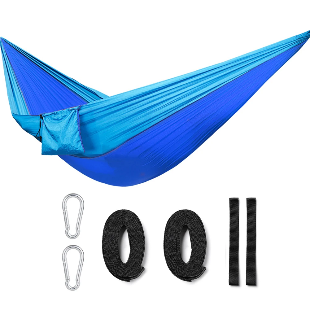 

Solid Color Parachute Hammock with Hammock straps and Black carabiner Camping Survival travel Double Person outdoor furniture