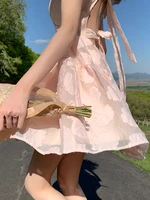 elegante prairie chic harajuku kawaii pink sexy v neck organze dresses sundresses mini summer dress for women vestido mujer 2022