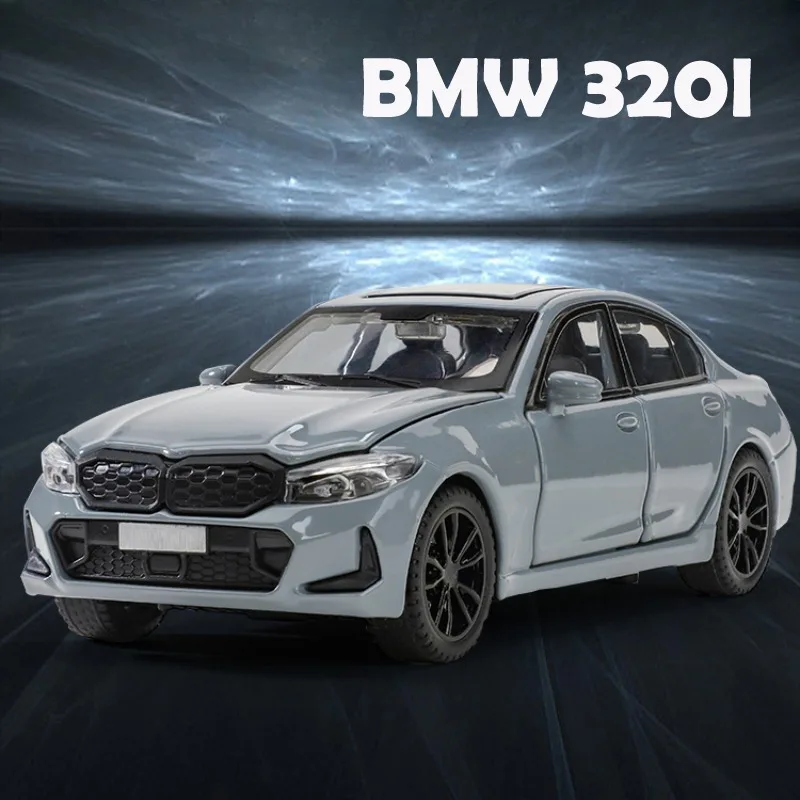 Фото Моделирование 1:32 BMW 320I модель автомобиля из сплава, звук, свет, литой под давлением игрушечный автомобиль, игрушечный автомобиль, подарок на день рождения, миниатюрный домашний декор №2