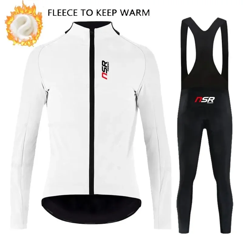 

Зимние куртки NSR RAUDAX, комплект из Джерси с длинным рукавом для гоночного велоспорта, теплая флисовая веломайка, одежда для триатлона и дорожного велосипеда
