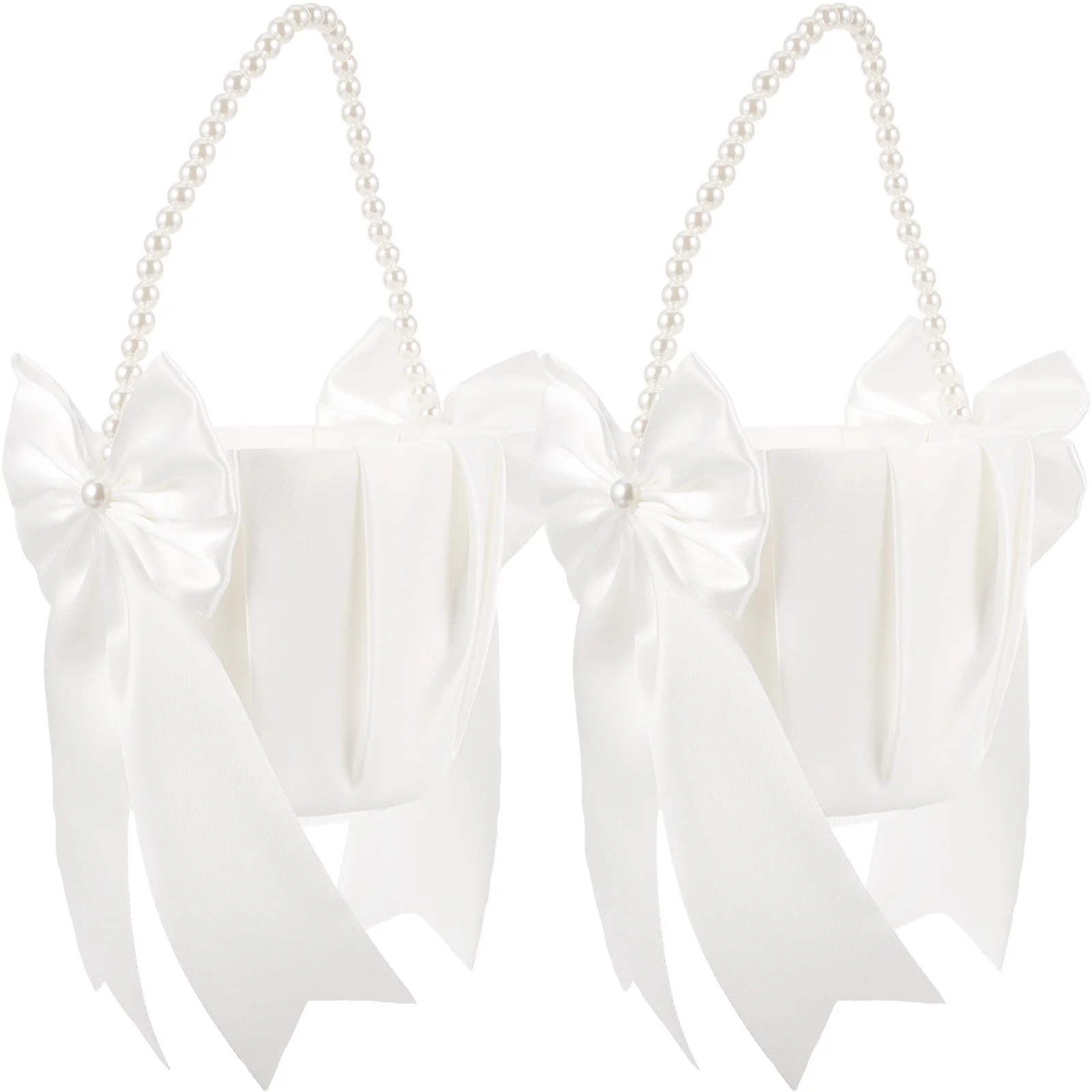 

2pcs Decorative Pearl Elegant Rustic Flower Girl Basket Wedding Basket Flower Girl Basket Ceremony Flower Basket Petals Basket