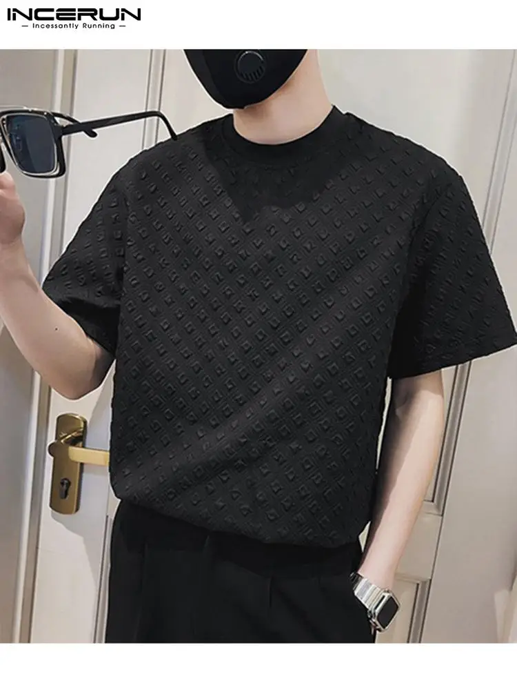 

INCERUN 2022 Men T Shirt Solid Color O-neck Short Sleeve Fashion Casual Tee Tops Summer Streetwear Leisure Men Clothing S-5XL