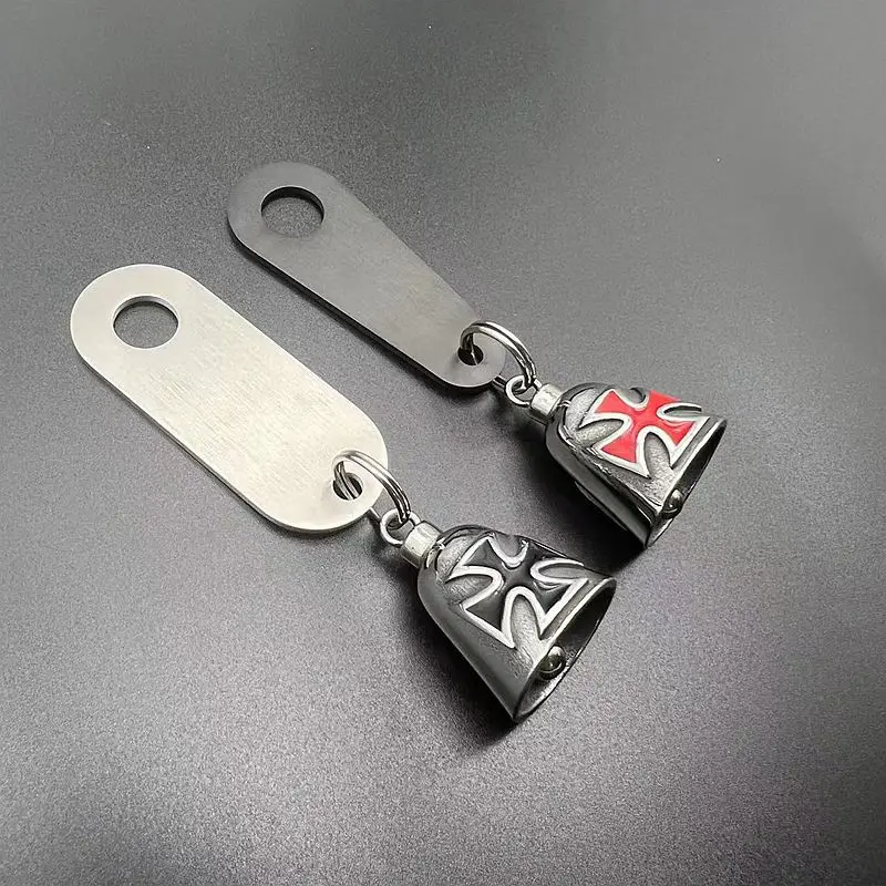 Engine Bell Pendant Stainlesss Steel retro Cross knight Cool Biker Guard Bell For  Motorcycle Accessories pendant