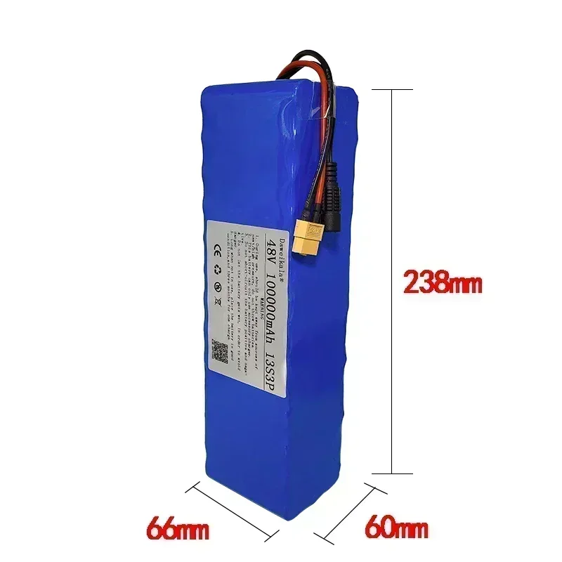 Литий-ионный аккумулятор 48 В 18650 100000 mAh 1000w 13S3P XT60 100Ah для 54 6v E-bike
