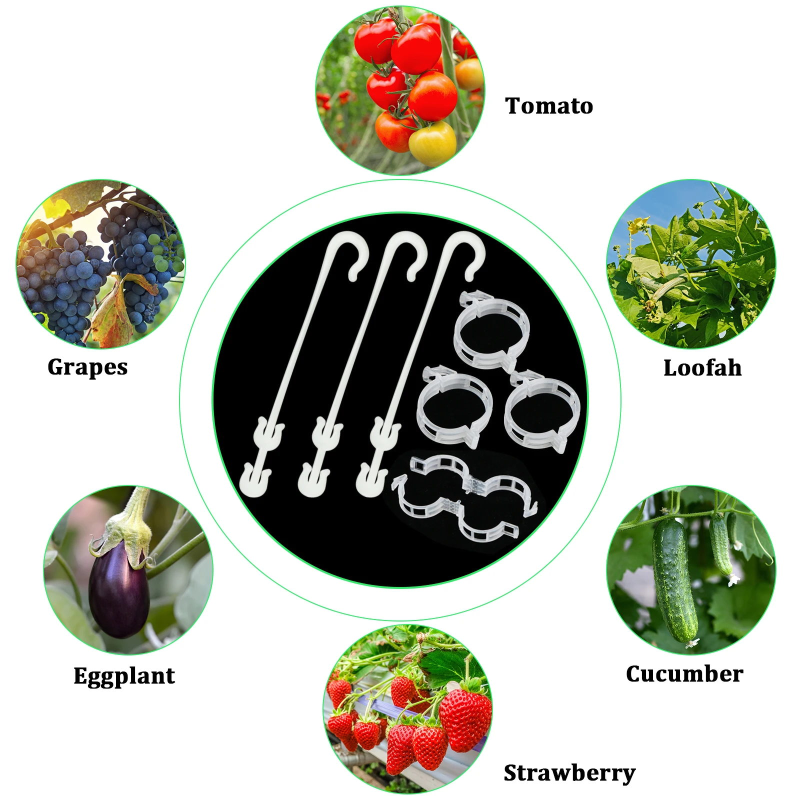 

170 Pack Tomato Support J Hook Clips Set Vegetable Support Hook Clip 100 Pcs J Hooks 50 Pcs Vegetables Clip 20 Pcs Support Hooks