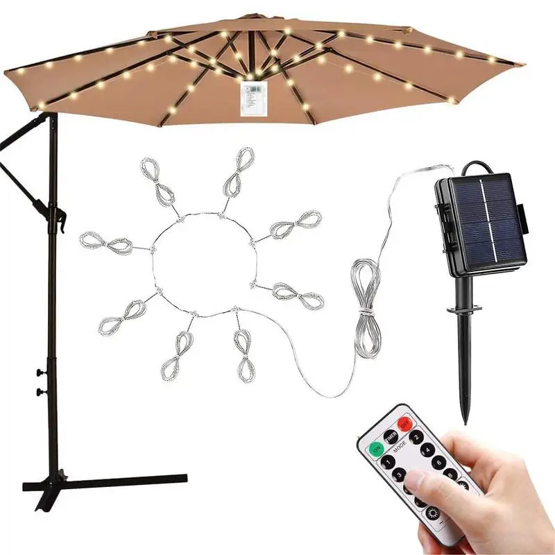 

Solar LED Lighted Patio Umbrella Cantilever Patio Umbrella With 8 Ribs Indoor And Outdoor Decorative Umbrella Great For