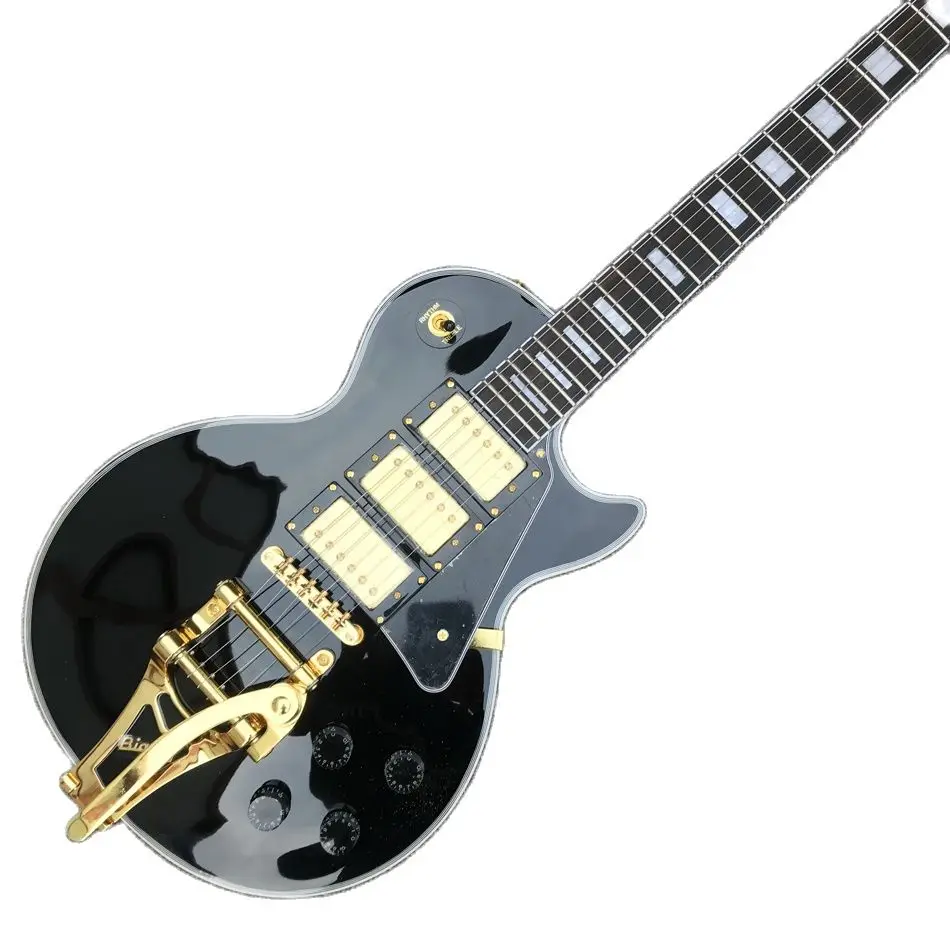 

Custom shop, Made in China, LP Custom Electric Guitar, 3 piece pickup,Bigsby Tremolo System,Gold Hardware,Free Shipping