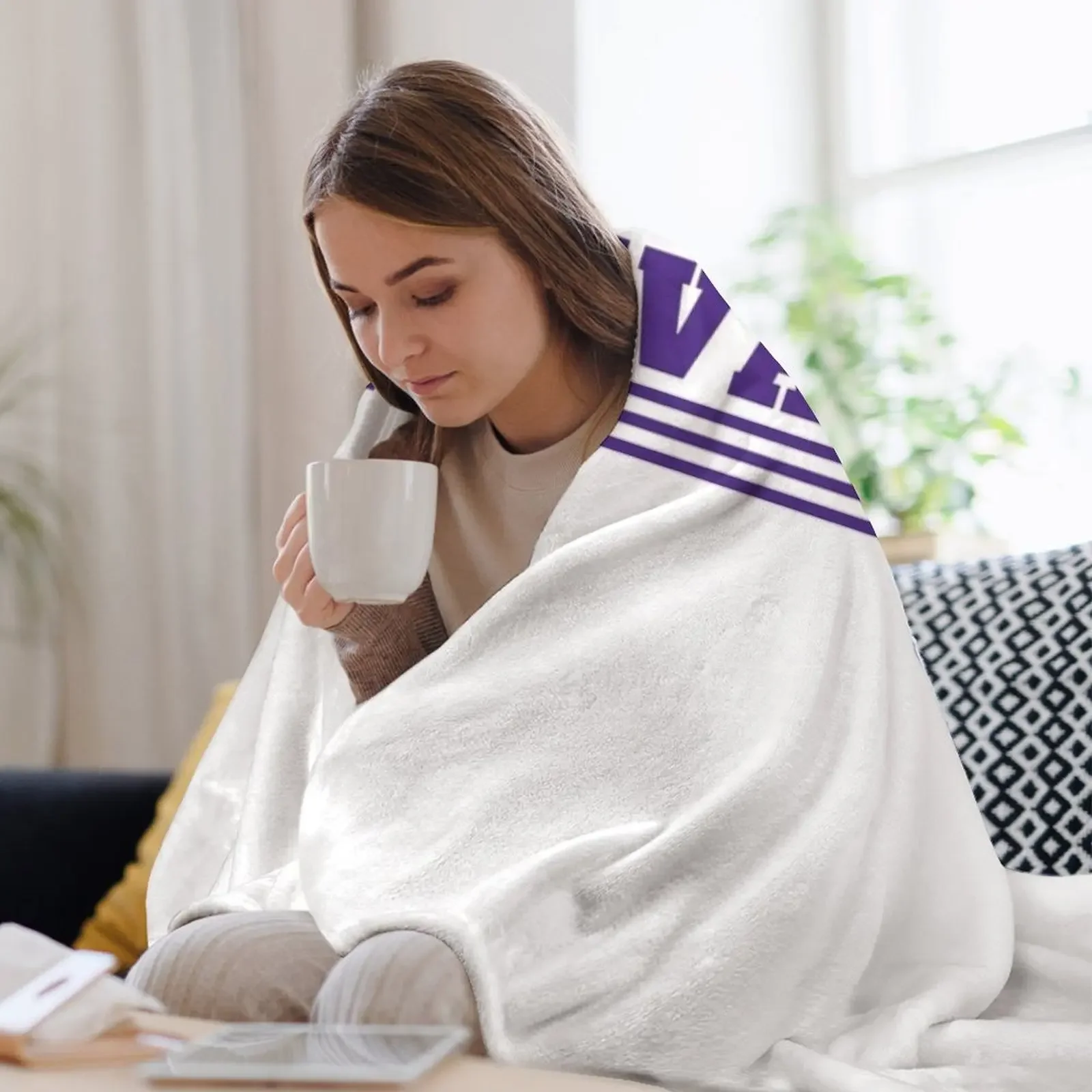 Винтажное одеяло Университет Эвансвилл мягкое клетчатое для дивана летние