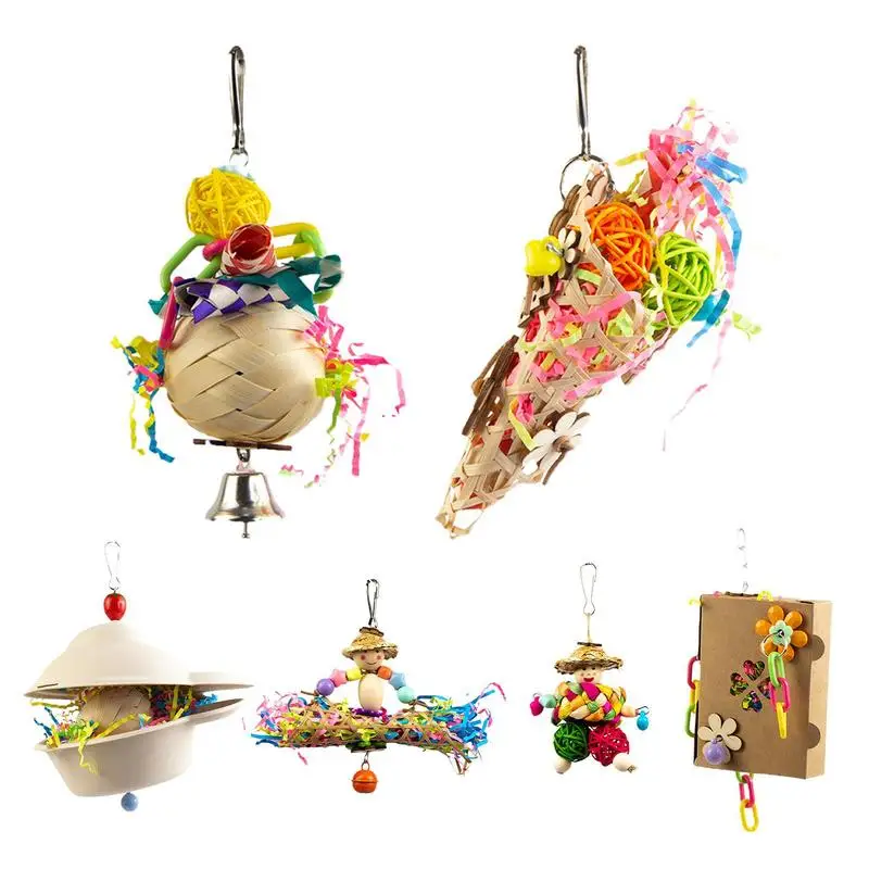 

Pet Bird Chewing Toy Paper Foraging Cage Hanging Accessories Bird Shredder Toys For Cockatiel, African Grey Parrot Supplies