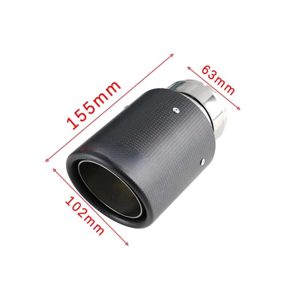 

Carbon Fiber Car exhaust tip inter 63mm oval outlet 102mm stainless steel Matte auto muffler tail pipe high quality