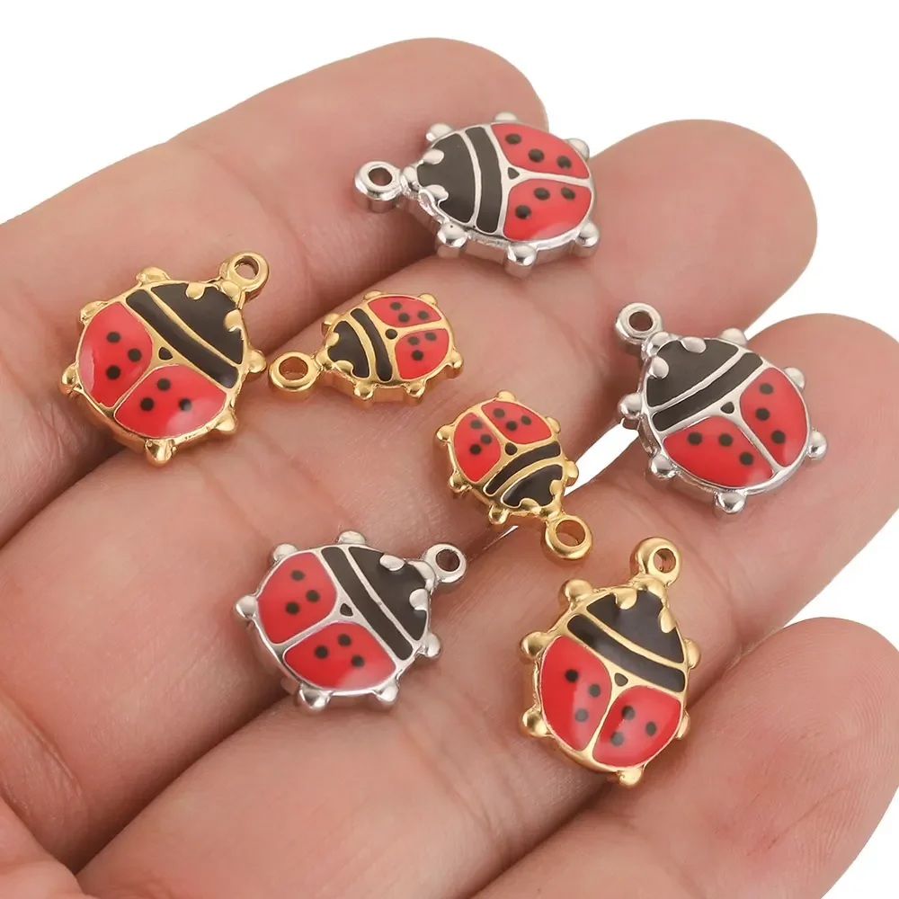 5 шт./партия подвески-Божья коровка из нержавеющей стали