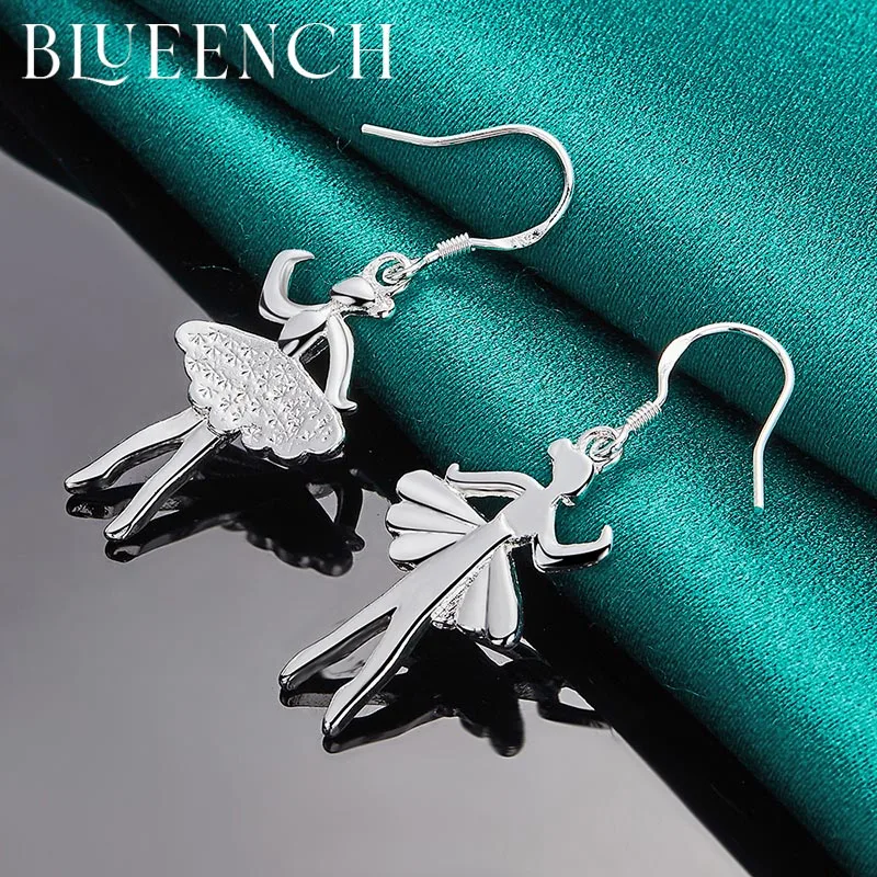 

Blueench 925 Sterling Silver ballet girl Eardrop Earrings For Woman Proposal Marriage Personality Fashion Jewelry