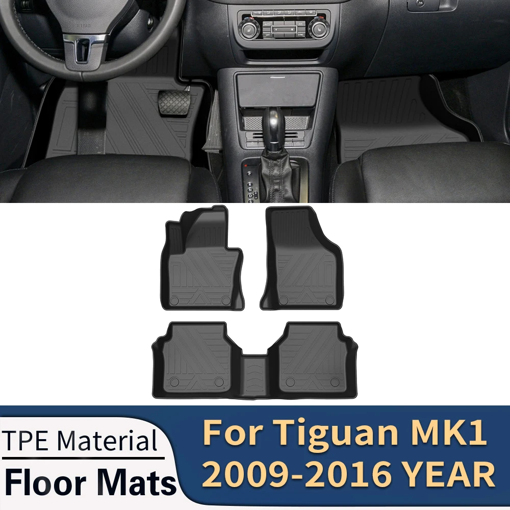 

Auto Car Floor Mats for Tiguan MK1 2009-2016 All-Weather TPE Foot Mats Odorless Pad Waterproof Tray Mat Interior Accessories