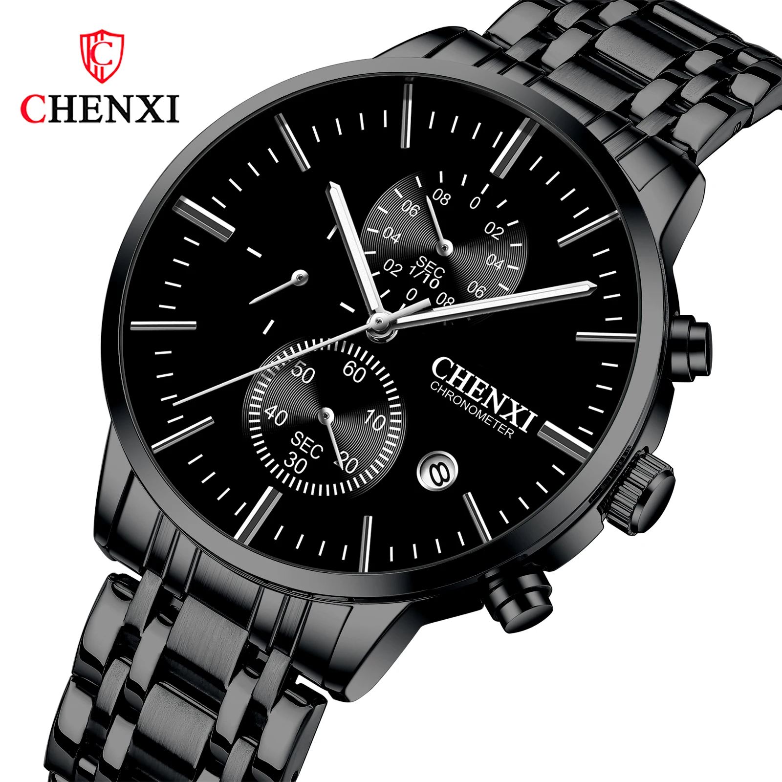 

CHENXI Stainless Steel Men Watch Top Brand Luxury Sport Waterproof Quartz Wrist Watch Chronograph Date Clock Relogio Masculino