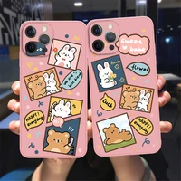 cute bear label phone case for iphone 11 12 13 pro max x xr xs max 8 7 plus 12 13 mini se2022 candy color soft bumper back cover