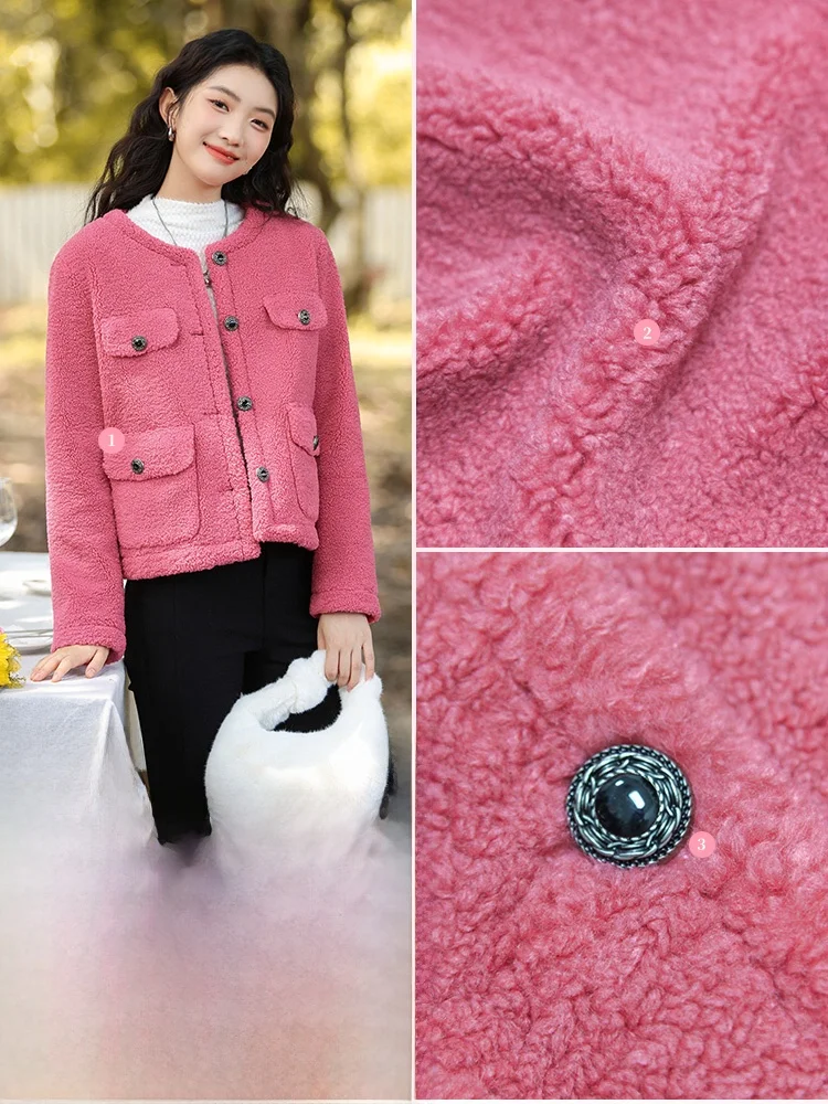 Doyng 2023 Winter New Graceful Western Sle Fashion Loose round Neck Faux Leather Coat 38vd429002