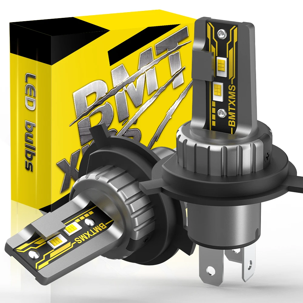 BMTxms 2X Mini H4 9003 HB2 LED Headlight Bulb Car Motorcycle H4 LED Hi/Lo High and Low Beam Headlamp Fanless LED CSP 12V 20000Lm