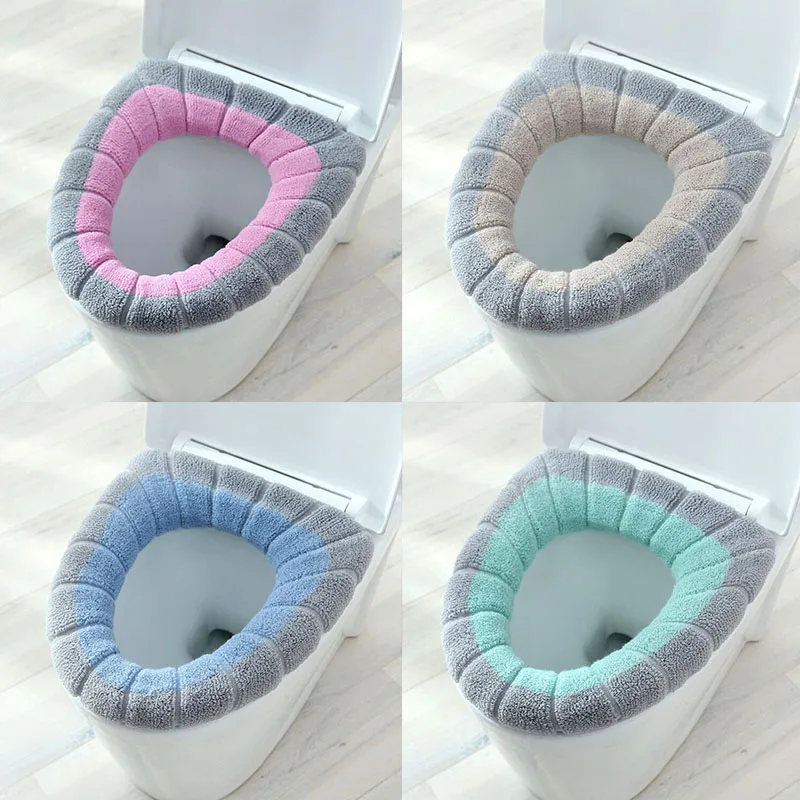 

1Pcs Keep Warm Pumpkin Pattern Closestool Mat Double Color Bathroom Accessories Knitting O-shape Home Decor Toilet Seat Cover