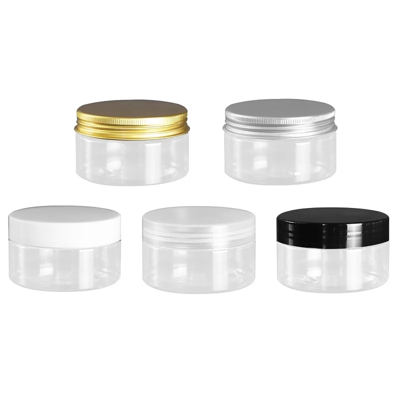 

Empty Packing Plastic Clear Cream Jar 100G Diameter 68mm Five Color Lids Portable Refillable Cosmetic Packaging Container 20Pcs