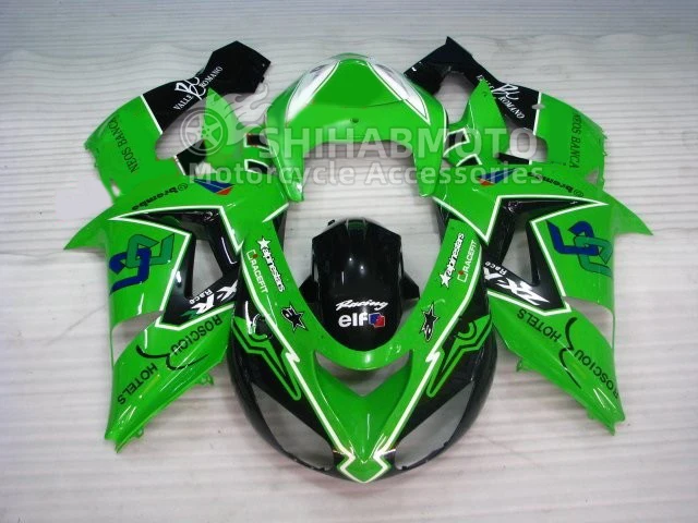 

Free customize plastic fairing kit for Kawasaki Ninja ZX10R 06 07 black green motorcycle fairings set ZX10R 2006 2007 TI33
