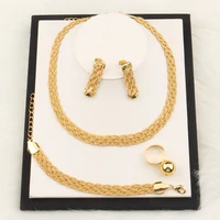 5 pcs women jewelry set golden african jewelry sets luxury dubai jewelry set necklace bracelet earring ring set for women