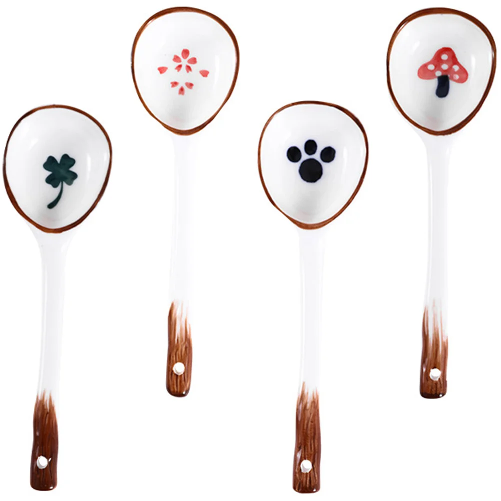 

Spoon Soup Spoons Dinner Ceramic Serving Japanese Ice Dessert Ladle Asian Cream Condiment Dining Porcelain Ramen Appetizers