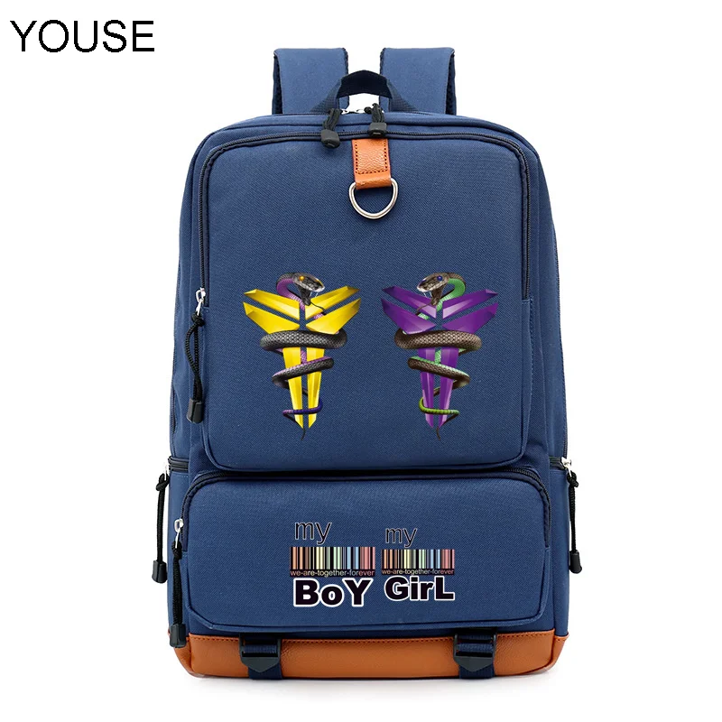 

YOUSE basketball king snake couple schoolbag Student Schoolbag Neutral Solid Color Oxford Men's and Women's Backpacks Backpack