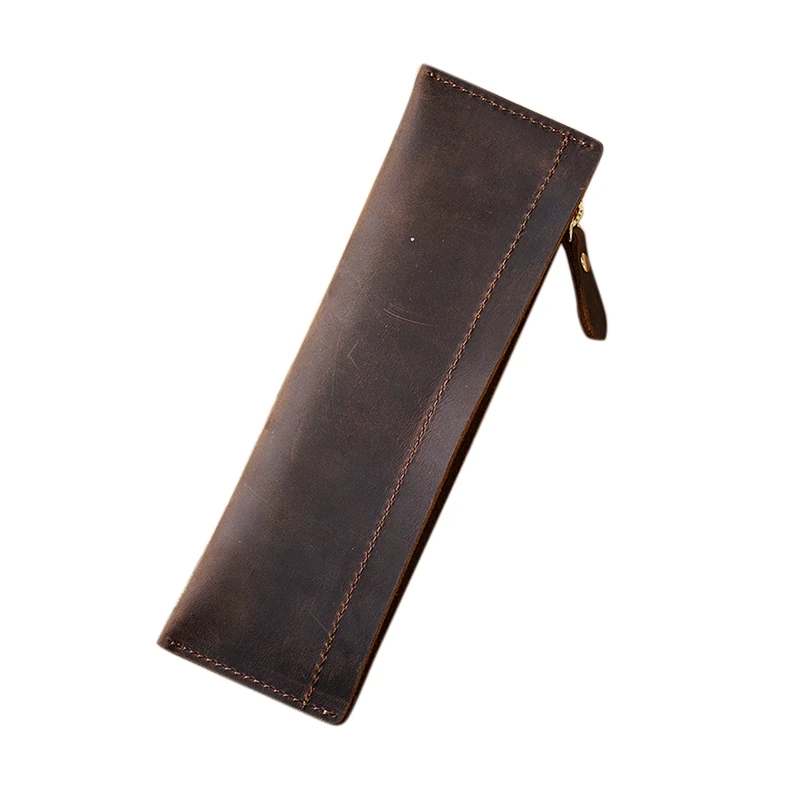 

Retro Leather Pen Case Leather Handmade Student Pen Case School Stationery Storage Bag 5 Pens Holder Pouch
