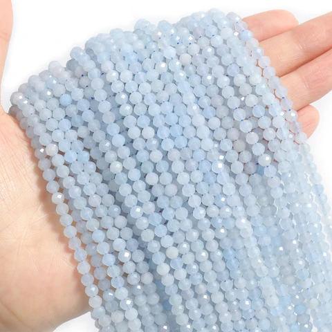 Wholesale Faceted Natural Stone Beads Faceted Amazonite Aquamarine Opal Labradorite Loose Spacer Bead For Jewelry Making 2 3 4mm