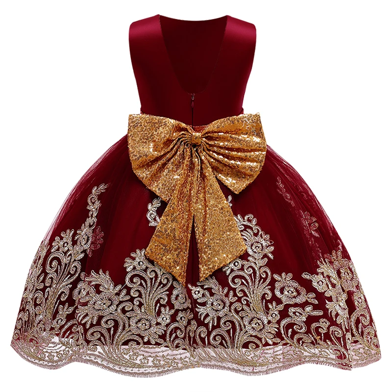 

Sequins Bow Kids Dress for Girl Children Clothing Christmas Dresses for Party Wedding Flower Tutu Prom Princess Dress Ball Gown