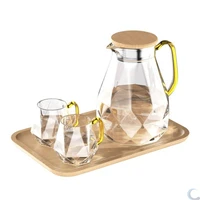 1 8l diamond texture glass teapot set hot cold water kettle water jug transparent coffee pot home water carafe glass pitcher