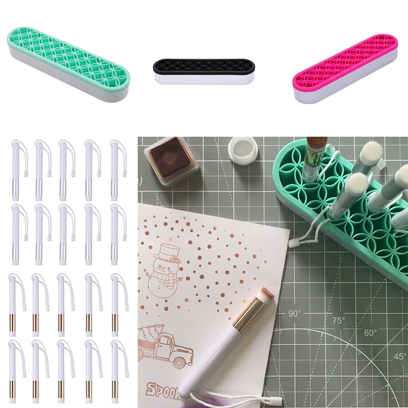 

Mini Blending Brush and Holder Rack Set DIY Scrapbooking Ink Stamp Cards Painting Craft Project Brushes Hand Tool 2022 New Hot