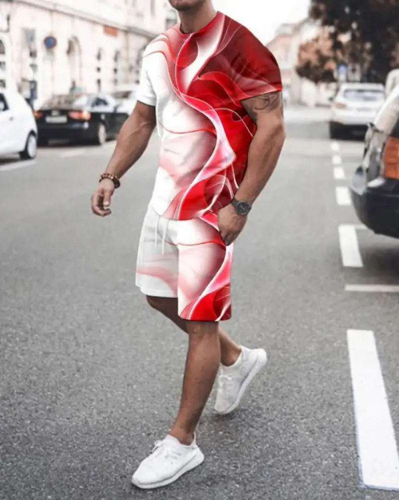 

Summer Men's Sportswear 2022 T-shirt + Shorts Tracksuit Breathable Lion Print T-shirt Set Basketball Training Sports Suit Men's