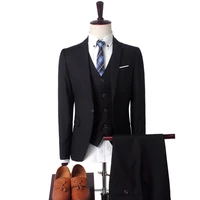 fashion solid luxury wedding blazers and pants set 3 pieces mens formal business suits